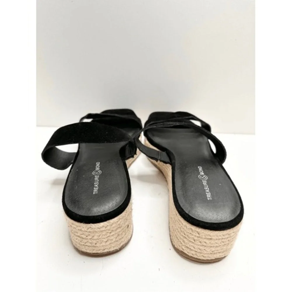 Treasure‎ & Bond Sandals Fatima Black Suede Espadrille Platform Wedges 8.5M